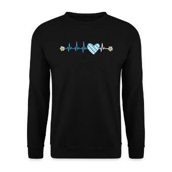 Free State of Bavaria Heart palpitations Bavarian flag - Unisex Sweatshirt - black - Front - Alina (178cm) & Michal (187cm)