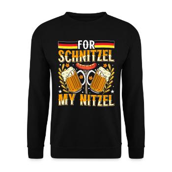 Deutsches Essen For Schnitzel my Nitzel Bierfan - Unisex Pullover - Schwarz - Vorne - Alina (178cm) & Michal (187cm)