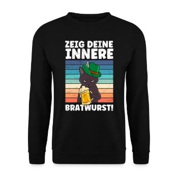 Deutschland Bierfan Zeig deine Innere Bratwurst - Unisex Pullover - Schwarz - Vorne - Alina (178cm) & Michal (187cm)