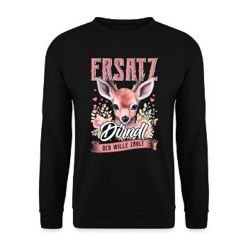 Trachten Frauen Ersatz Dirndl Shirt - Unisex Sweatshirt - black - Front - Alina (178cm) & Michal (187cm)
