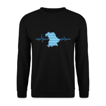 Bavaria Heart palpitations flag Bavarian White Blue - Unisex Sweatshirt - black - Front - Alina (178cm) & Michal (187cm)