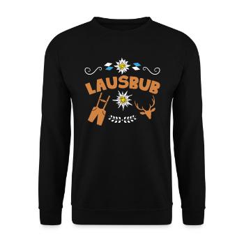 Lausbub Bayerisches Shirt Lausbua Freistaat Bayern - Unisex Sweatshirt - black - Front - Alina (178cm) & Michal (187cm)