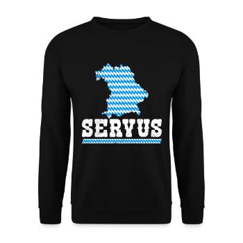 Bayerisch Servus Freistaat Bayern Blau Weiß - Sweat-shirt Unisexe - noir - Devant - Alina (178cm) & Michal (187cm)