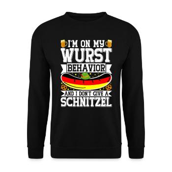 Germany On my Wurst Behavior Pretzels Beer Fan - Unisex Sweatshirt - black - Front - Alina (178cm) & Michal (187cm)