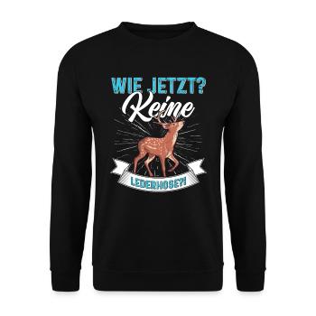 Wie Jetzt? Keine Lederhose Trachten - Unisex Pullover - Schwarz - Vorne - Alina (178cm) & Michal (187cm)