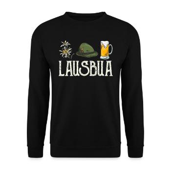 Lausbua Bayern Shirt Männer Bayerisches Shirt - Unisex Pullover - Schwarz - Vorne - Alina (178cm) & Michal (187cm)