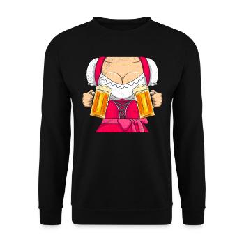 in progress dirndl ladies beer fans - Unisex Sweatshirt - black - Front - Alina (178cm) & Michal (187cm)