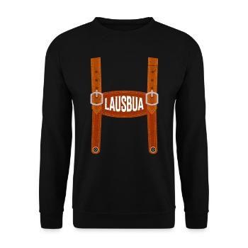 Lausbub Lederhose Shirt Männer - Unisex Pullover - Schwarz - Vorne - Alina (178cm) & Michal (187cm)