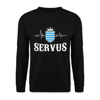 Bayerisch Servus Freistaat Bayern Blau Weiß - Sweat-shirt Unisexe - noir - Devant - Alina (178cm) & Michal (187cm)