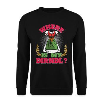 Where is my Dirndl? Trachten Shirt - Unisex Pullover - Schwarz - Vorne - Alina (178cm) & Michal (187cm)