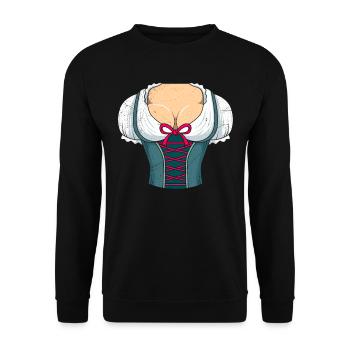 Dirndl Bayerisch Trachten Shirt - Unisex Sweatshirt - black - Front - Alina (178cm) & Michal (187cm)