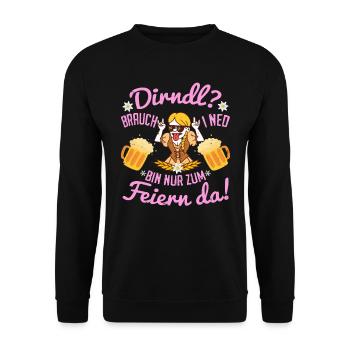 I need a dirndl I'm just there to celebrate! Costume - Unisex Sweatshirt - black - Front - Alina (178cm) & Michal (187cm)