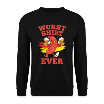 Wurst Shirt Ever Deutsches Essen Bierfan - Unisex Sweatshirt - black - Front - Alina (178cm) & Michal (187cm)