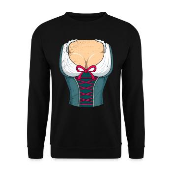Dirndl Bayerisch Trachten Shirt - Unisex Sweatshirt - black - Front - Alina (178cm) & Michal (187cm)