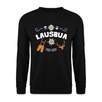 Lausbub Bayerisches Shirt Lausbua Freistaat Bayern - Unisex Sweatshirt - black - Front - Alina (178cm) & Michal (187cm)