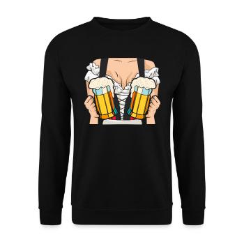 Trachten Shirt Frauen Bierfan - Unisex Sweatshirt - black - Front - Alina (178cm) & Michal (187cm)