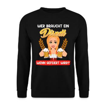 Who needs a dirndl traditional shirt - Unisex Sweatshirt - black - Front - Alina (178cm) & Michal (187cm)