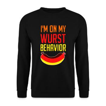 German Sausages I'm on my Wurst Behavior - Unisex Sweatshirt - black - Front - Alina (178cm) & Michal (187cm)