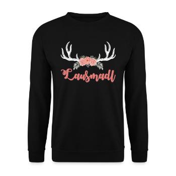 Lausmadl Dirndl Trachten Shirt Frauen Tracht - Unisex Sweatshirt - black - Front - Alina (178cm) & Michal (187cm)