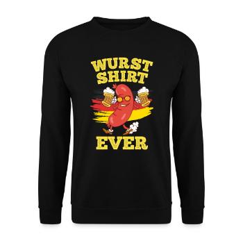 Wurst Shirt Ever Deutsches Essen Bierfan - Unisex Sweatshirt - black - Front - Alina (178cm) & Michal (187cm)