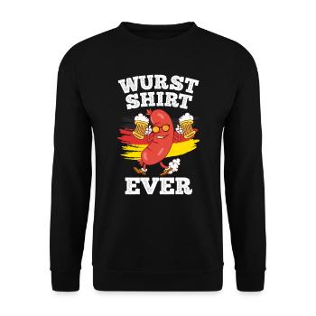 Wurst Shirt Ever Deutsches Essen Bierfan - Unisex Sweatshirt - black - Front - Alina (178cm) & Michal (187cm)
