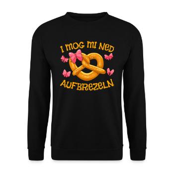 Shirt I Mog mi ned Aufbrezeln Pretzels - Unisex Sweatshirt - black - Front - Alina (178cm) & Michal (187cm)