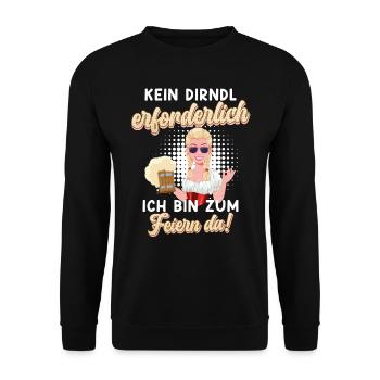 Kein Dirndl erforderlich zum Feiern da - Unisex Pullover - Schwarz - Vorne - Alina (178cm) & Michal (187cm)