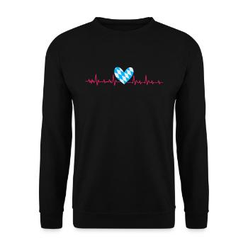 Bayerisch Herzschlag Bayern Herzklopfen Shirt - Unisex Sweatshirt - black - Front - Alina (178cm) & Michal (187cm)