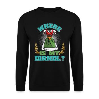 Where is my Dirndl? Trachten Shirt - Unisex Sweatshirt - black - Front - Alina (178cm) & Michal (187cm)