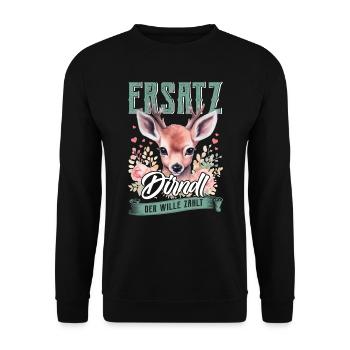 Trachten Frauen Ersatz Dirndl Shirt - Unisex Pullover - Schwarz - Vorne - Alina (178cm) & Michal (187cm)