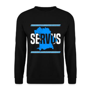 Bayerisch Servus Freistaat Bayern Blau Weiß - Sweat-shirt Unisexe - noir - Devant - Alina (178cm) & Michal (187cm)