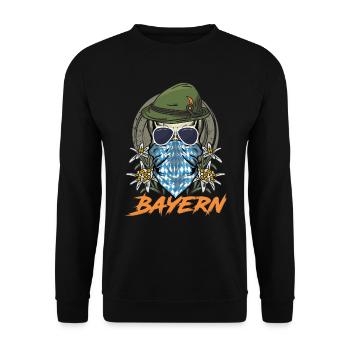 Bayernfahne Weiß Blau Traditionell - Unisex Pullover - Schwarz - Vorne - Alina (178cm) & Michal (187cm)