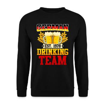 German Drinking Team Biertrinker Deutschland - Unisex Pullover - Schwarz - Vorne - Alina (178cm) & Michal (187cm)