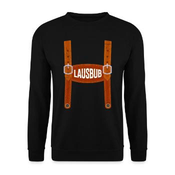 Lausbub Lederhose Shirt Männer - Unisex Pullover - Schwarz - Vorne - Alina (178cm) & Michal (187cm)