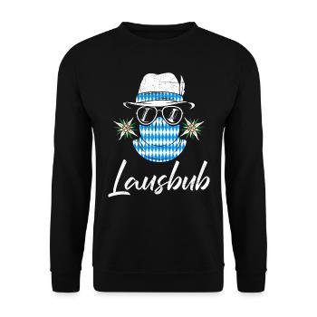 Lausbub Bayern Bayerisch Lausbua Shirt Herren - Unisex Pullover - Schwarz - Vorne - Alina (178cm) & Michal (187cm)