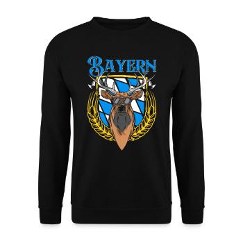 Bayern Shirt München Bayerische Flagge Bayer - Unisex Pullover - Schwarz - Vorne - Alina (178cm) & Michal (187cm)