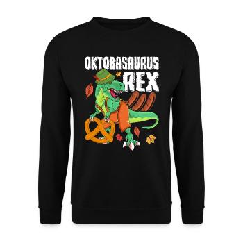Oktobasaurus Rex Dinosaur Pretzel - Unisex Sweatshirt - black - Front - Alina (178cm) & Michal (187cm)