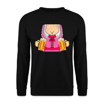 Dirndl Women Beer Lover Beer Mug - Unisex Sweatshirt - black - Front - Alina (178cm) & Michal (187cm)