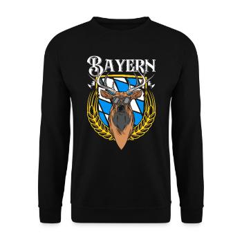 Bayern Shirt München Bayerische Flagge Bayer - Unisex Pullover - Schwarz - Vorne - Alina (178cm) & Michal (187cm)