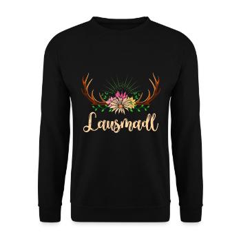 Lausmadl Bayerische Mädchen Bayern Frauen - Unisex Pullover - Schwarz - Vorne - Alina (178cm) & Michal (187cm)