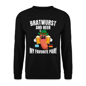 Wurst und Bier sind mein Lebenselixier! Bierfan - Unisex Pullover - Schwarz - Vorne - Alina (178cm) & Michal (187cm)