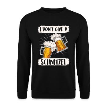 Schnitzel Shirt Bayerisch I don't Give a Schnitzel - Unisex Pullover - Schwarz - Vorne - Alina (178cm) & Michal (187cm)