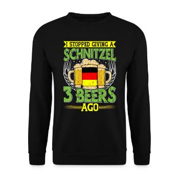 Deutschland Bierfan Stopped Giving a Schnitzel - Unisex Pullover - Schwarz - Vorne - Alina (178cm) & Michal (187cm)