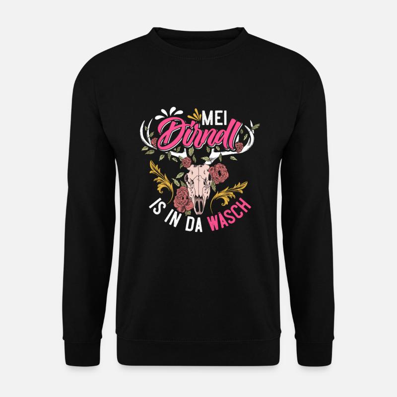 Mein Dirndl is in da Wäsch Bayerisches Dirndl Shir - Unisex Pullover - Schwarz