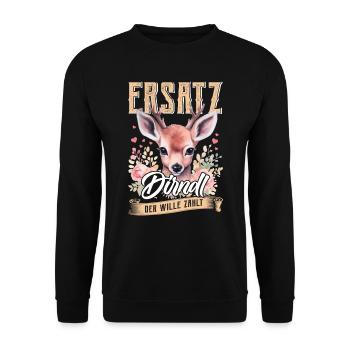 Trachten Frauen Ersatz Dirndl Shirt - Unisex Pullover - Schwarz - Vorne - Alina (178cm) & Michal (187cm)