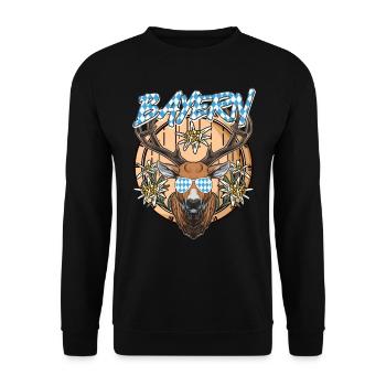 Bayernfahne Weiß Blau Traditionell - Unisex Pullover - Schwarz - Vorne - Alina (178cm) & Michal (187cm)
