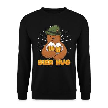 Bier Hug Bierkrug Bayern Bayerisch - Unisex Pullover - Schwarz - Vorne - Alina (178cm) & Michal (187cm)