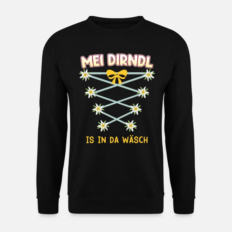 Mein Dirndl is in da Wäsch Bayerisches Dirndl Shir - Unisex Pullover - Schwarz