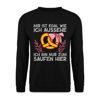 Bayern Egal wie ich Aussehe Bin zum Saufen hier - Unisex Pullover - Schwarz - Vorne - Alina (178cm) & Michal (187cm)