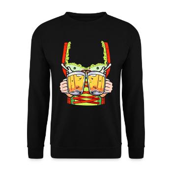 Trachten Shirt Frauen Bierfan - Unisex Pullover - Schwarz - Vorne - Alina (178cm) & Michal (187cm)